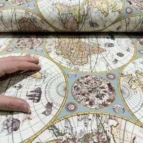 Canvas: Maailmankartta, vanha vihreä - lämmin keltainen