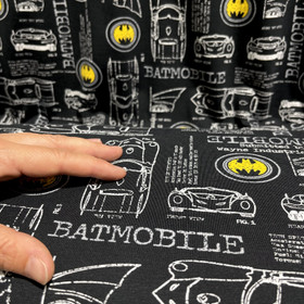 Batman -trikookangas: Batmobile, musta - valkoinen - keltainen