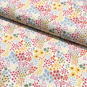 Canvas: Kukkaketo, luonnonvalkoinen - monivärinen