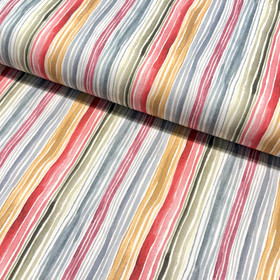 Canvas: Pystyraidat vesiväri, luonnonvalkoinen - monivärinen