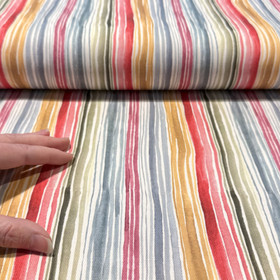 Canvas: Pystyraidat vesiväri, luonnonvalkoinen - monivärinen