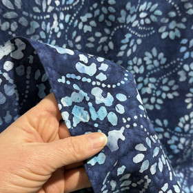 Batiikkipuuvilla, tummansininen - vaalea turkoosi