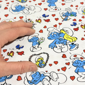 Smurffit -trikookangas: Love, valkoinen - punainen - sininen 