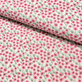 Canvas: Pienet pinkit kukat, luonnonvalkoinen - vihreä