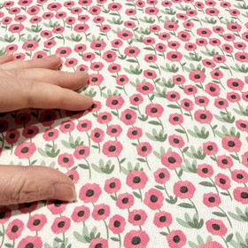 Canvas: Pienet pinkit kukat, luonnonvalkoinen - vihreä