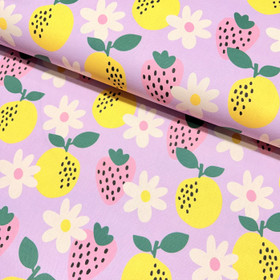 Canvas: Mansikat, laventeli - vaaleanpunainen - keltainen