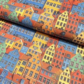Canvas: Kaupunki, punainen - keltainen - sininen 