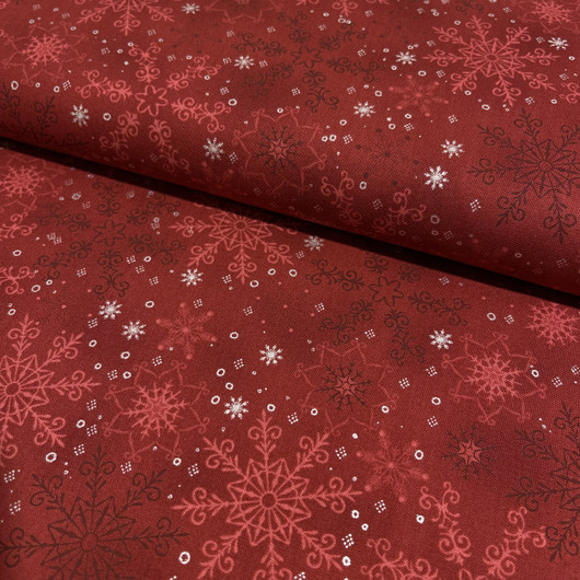 Puuvilla: Suuret lumihiutaleet, tummanpunainen - hopea