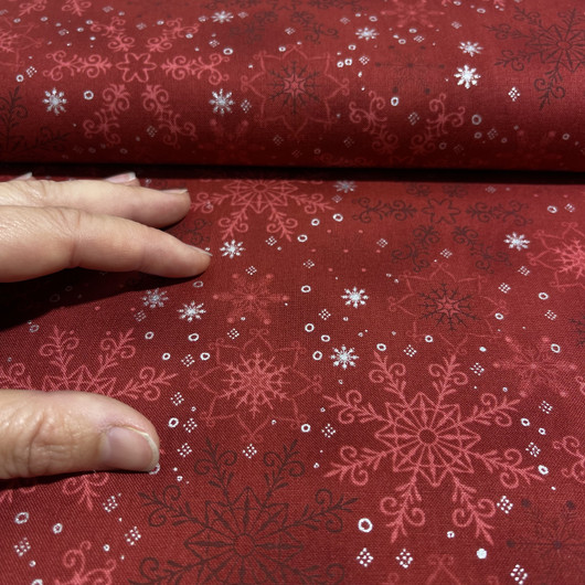 Puuvilla: Suuret lumihiutaleet, tummanpunainen - hopea