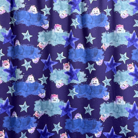 Digitrikoo: Iloiset mielikuvitusoliot ja tähdet, tummansininen - turkoosi - sininen - pinkki