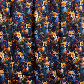 Digitrikoo: Ketut ja kukat, tummansininen - oranssi - violetti