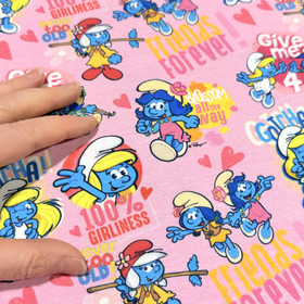 Smurffit -trikookangas: Friends forever, vaaleanpunainen 