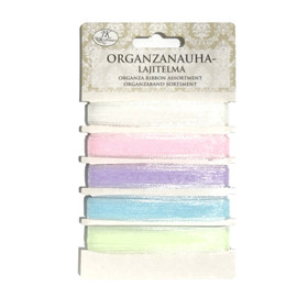 Organzanauhalajitelma pastellivärit 5 x 1m