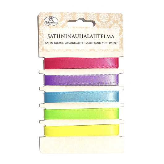Satiininauhalajitelma kirkkaat värit 5 x 1m