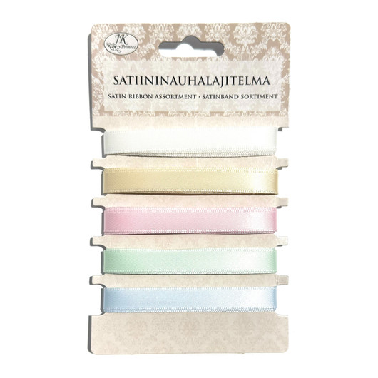 Satiininauhalajitelma pastellivärit 5 x 1m