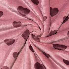 Polar fleece: Sydämet, vanha roosa - viininpunainen