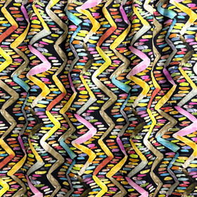 Kudottu viskoosi: Zik zak, musta - monivärinen