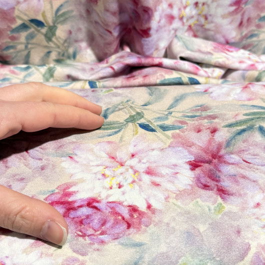 Viskoositrikoo: Pionit, puuteri - vaaleanpunainen - vihreä