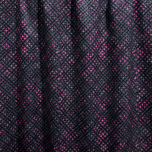 Viskoosi twill: Abstraktit pallot ja ruudut, musta - tummanharmaa - pinkki