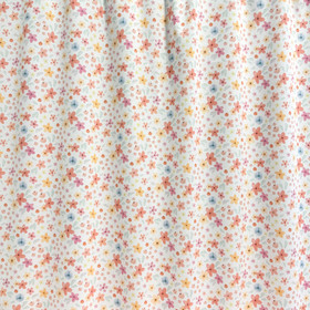 Digitrikoo: Piirretyt kukat, valkoinen - roosa - sininen - persikka