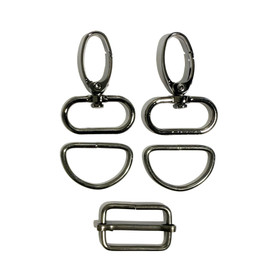 Laukkutarvikesetti 25mm: Metalli, kiiltävä musta