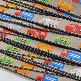 Kudottu nauha: Työautot, beige - monivärinen