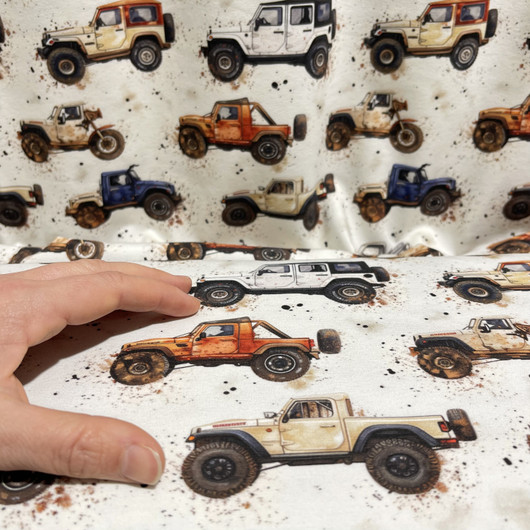 Digitrikoo: Off-road autot, luonnonvalkoinen - punainen - sininen - beige