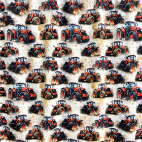 Digitrikoo: Punaiset traktorit, valkoinen - beige