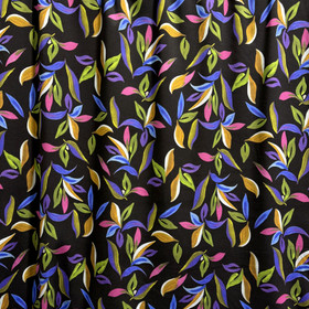 Viskoosi twill: Värikkäät lehdet, musta - murretut sävyt