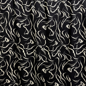 Viskoosi twill: Luonnonvalkoiset koukerot, musta - luonnonvalkoinen