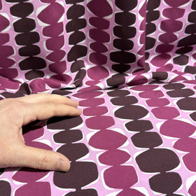 Kudottu viskoosi: Abstraktit ympyrät, vaaleanpunainen - kanervanpunainen - tumma mauve