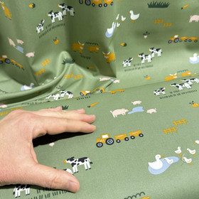 Puuvillapopliini: Maatila, murrettu vihreä