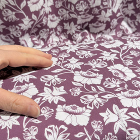 Kudottu viskoosi: Kukkaköynnös, mauve - valkoinen 