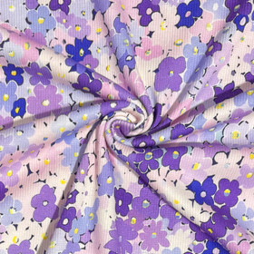 Ribbitrikoo: Piirretyt kukat, violetti - roosa - laventeli