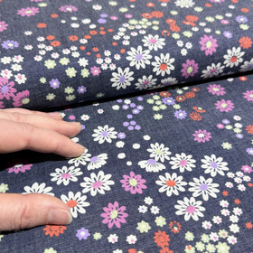 Ohut farkku: Kukat, tummansininen