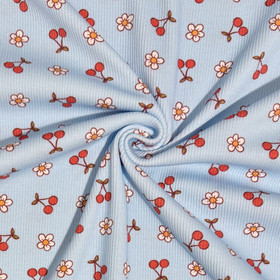 Ribbitrikoo: Kirsikat ja kukat, vaaleansininen 