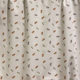 Puuvillapopliini: Pikkuautot, beige - vihreä - konjakki