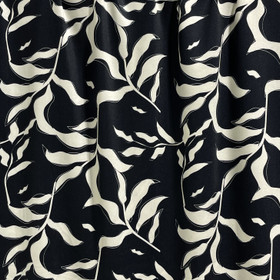 Viskoosi twill: Valkoiset suuret lehdet, musta 