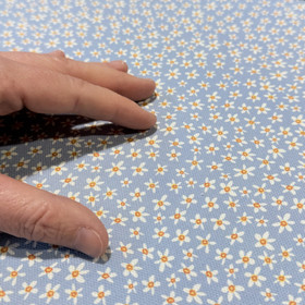 Canvas: Minikukat, vaaleansininen - valkoinen - oranssi