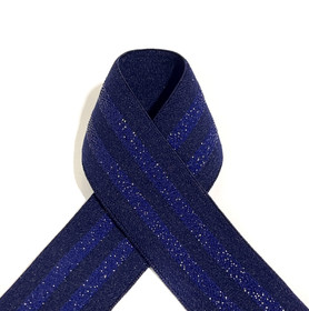 Prym: Bokserikuminauha/alusvaatekuminauha glitteri 30mm, tummansininen