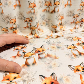 Digitrikoo: Ketut ja kukat, beige - oranssi