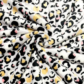 Polar fleece: Leopard hopeanharmaa - okra - vaaleanpunainen