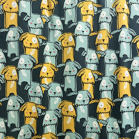 Digitrikoo: Suuret koirat, tumma petrooli - okra - turkoosi