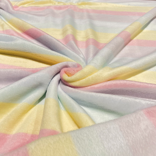 Polar fleece: Pastellisateenkaari vaakaraita