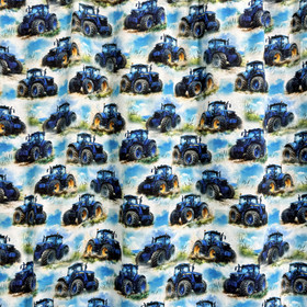 Digitrikoo: Siniset pienet traktorit, valkoinen - sininen