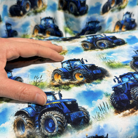 Digitrikoo: Siniset pienet traktorit, valkoinen - sininen