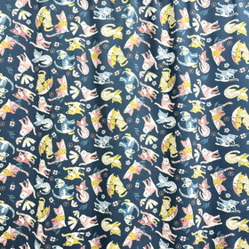 Digitrikoo: Abstraktit kissat, jeans - roosa - okra - luonnonvalkoinen