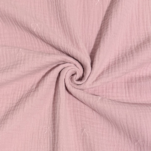 Double gauze: Brodeeratut rusetit, vanha roosa