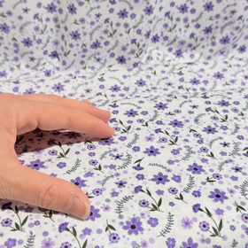 Puuvilla: Pienet violetit kukat, valkoinen - violetti - vihreä