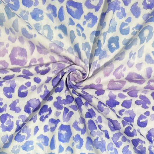 Double gauze: Suuri leopard, valkoinen - sininen - violetti